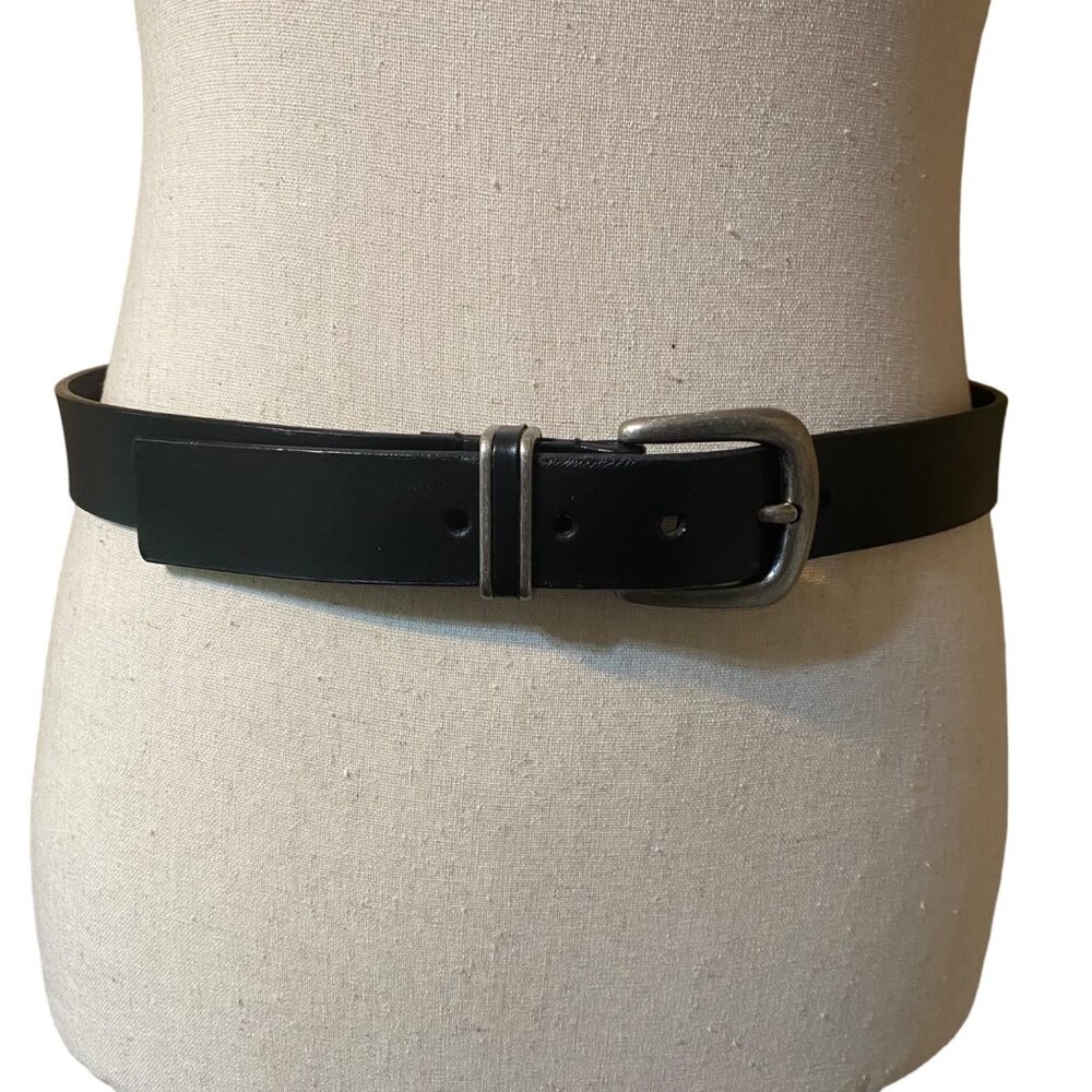 Levi's Black Genuine Leather Belt‎ Silver Buckle Men Large 30-32 Workwear Career